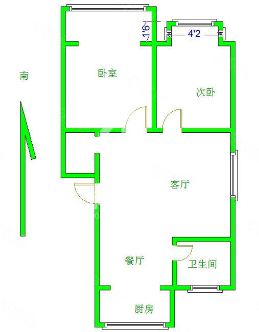 天河骏层2室2厅1卫89㎡南北52.6万