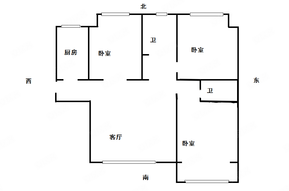 锦绣天地B区3室2厅2卫96㎡南北125万