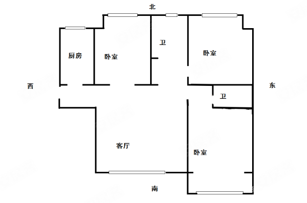 锦绣天地B区3室2厅2卫96㎡南北125万