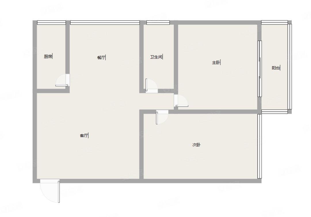 都市公寓2室2厅1卫80㎡南北50万