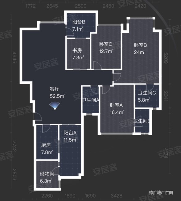 广州雅居乐花园上善若水4室2厅2卫186㎡南北798万