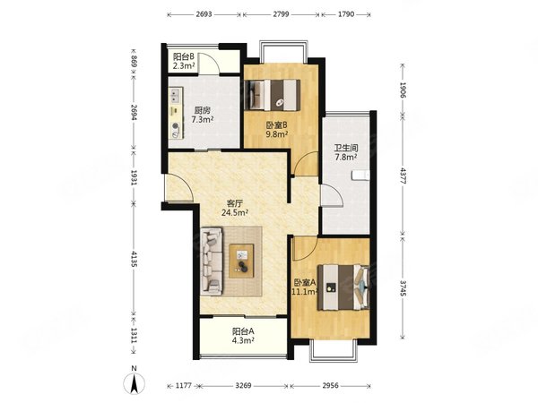 前滩晶耀名邸 中央空调 地暖 带固定车位