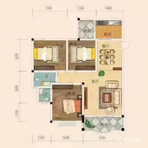 雅居苑3室2厅2卫123㎡南北73万