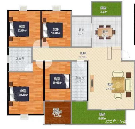 峰华都市花园御苑5室2厅4卫195㎡南北142万