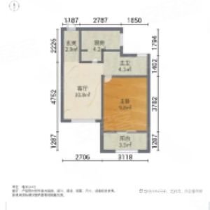 墨翠里1室1厅1卫60.65㎡南北330万