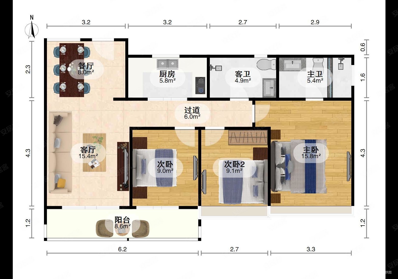 保利大都会全朝南户型满2年中高楼层精装修未住过人