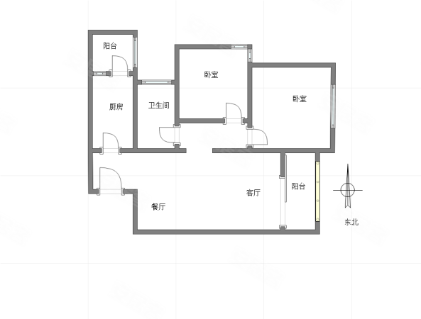 阅江阁2室2厅1卫83.05㎡南北85万