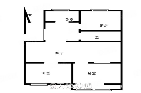 怡安园3室1厅1卫72.36㎡南北142万