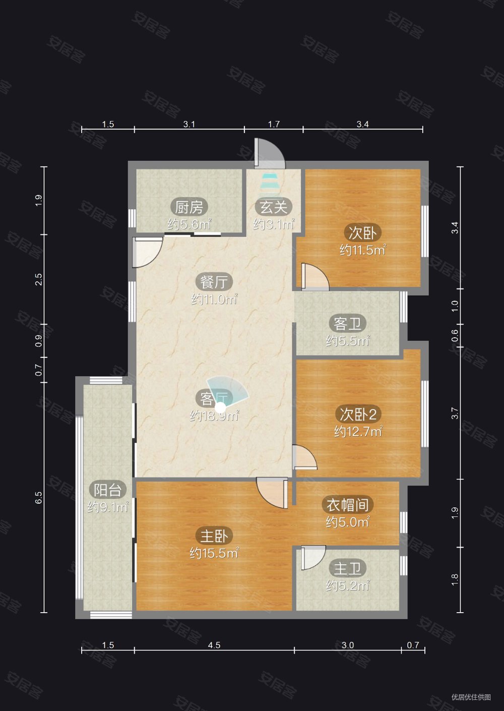 印象花溪108平产权满二88万关门卖