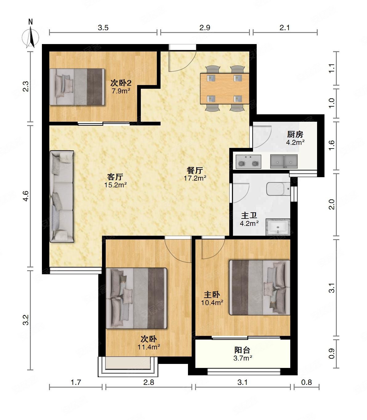 汇仁自在天地普通带家具家电房东诚心出售