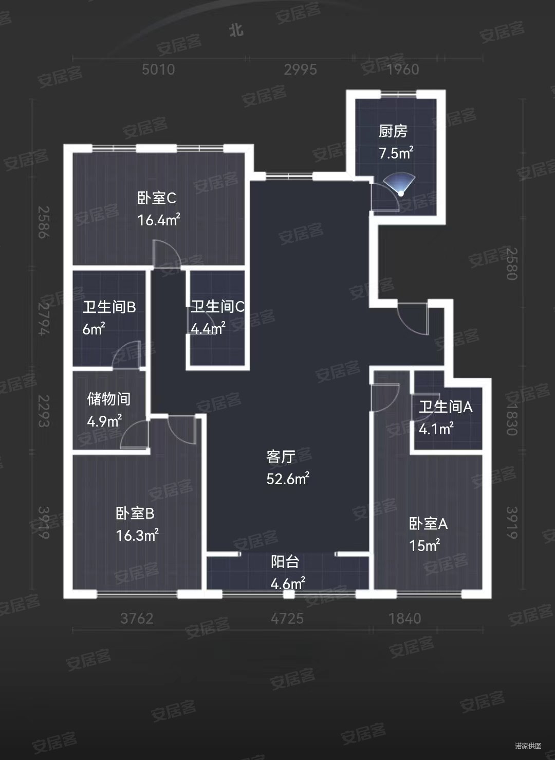 北大资源阅城3室2厅3卫173.92㎡南北660.1万