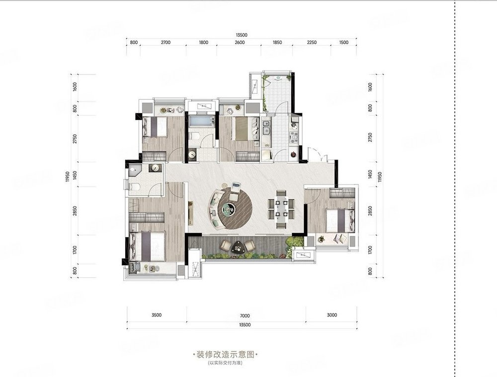 电建洺悦城公园里(三期)4室2厅2卫131㎡南北120万