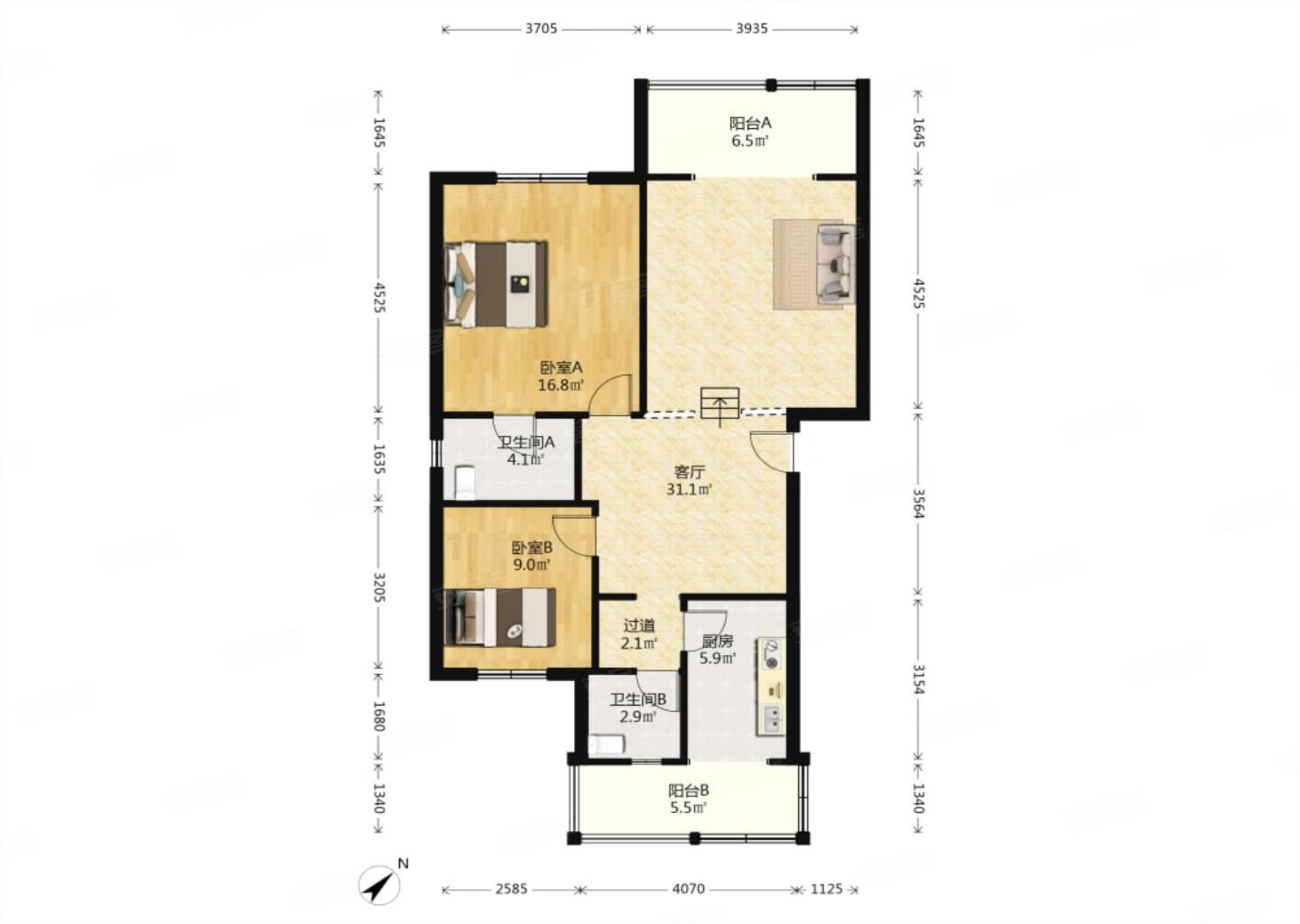 急售25环金牛凯德旁中间楼层大套二双卫错层户型
