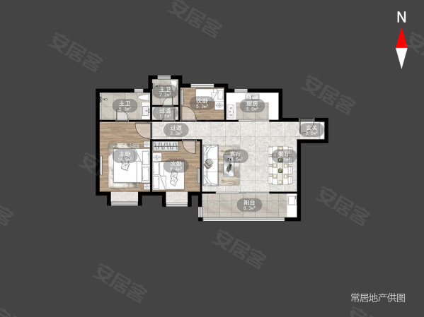 中南红熙台3室2厅2卫112.68㎡南150万