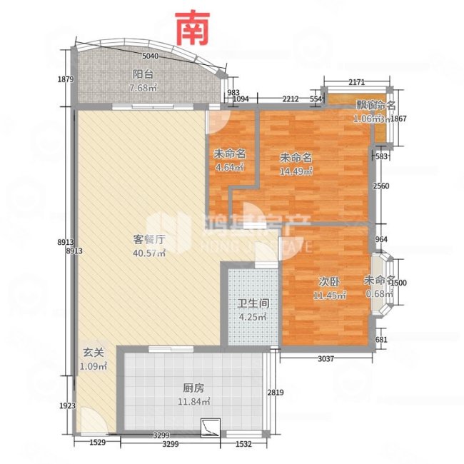 朝阳嘉园2室2厅2卫104㎡南北90万