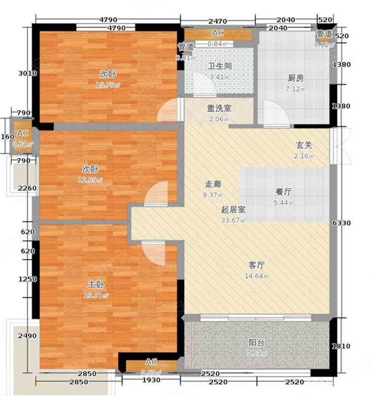 万科新里程3室2厅1卫89.14㎡南290万