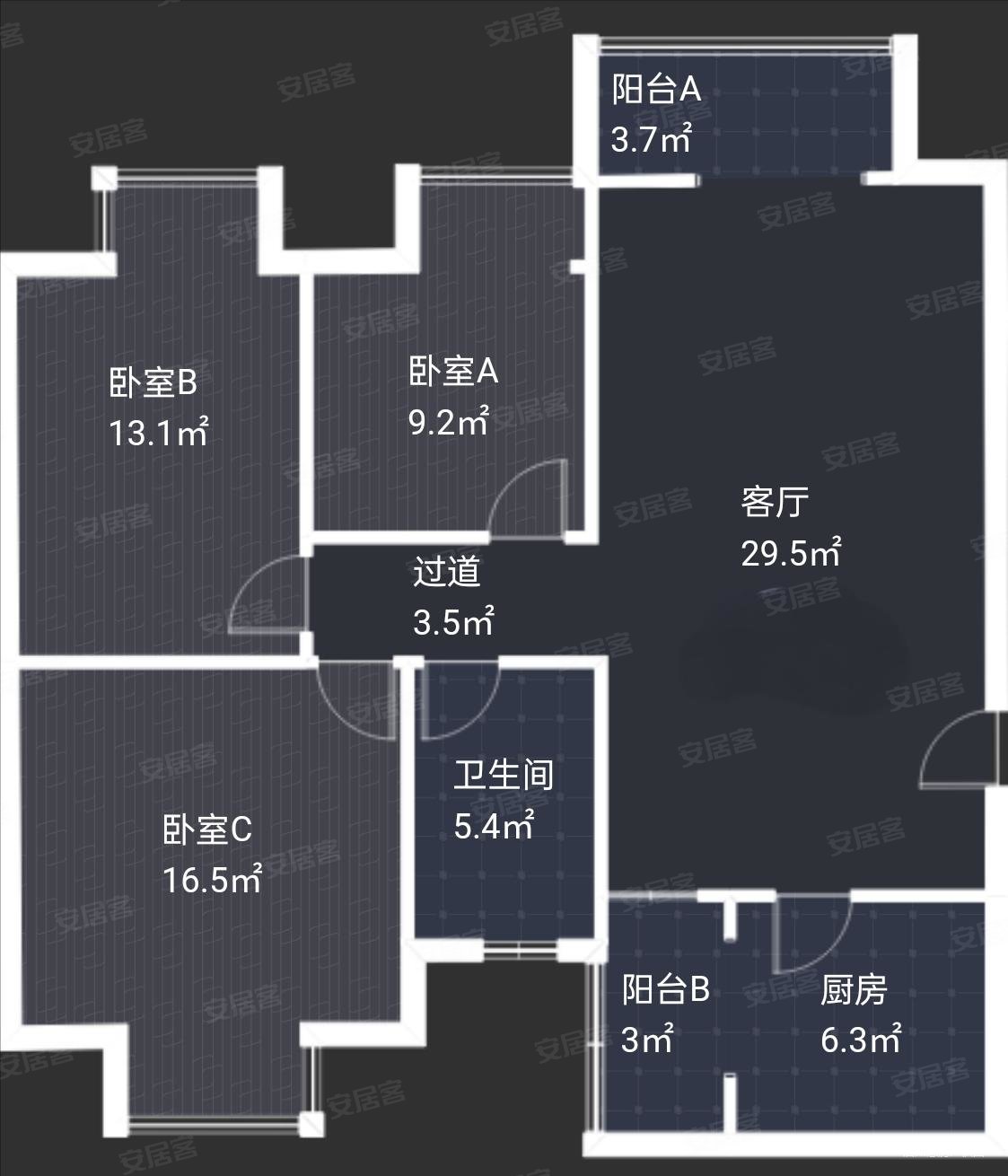 天正银河湾3室2厅1卫113.93㎡南109万