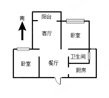 恒生阳光城2室2厅1卫95㎡南北43万