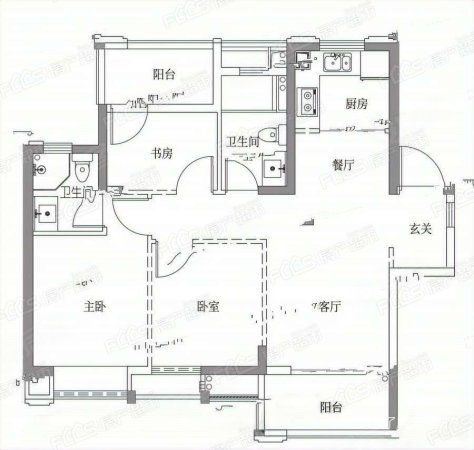 蓝光星珀3室2厅2卫89.28㎡南208万