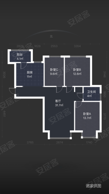 保利国际博朗园3室2厅1卫120.78㎡南475万