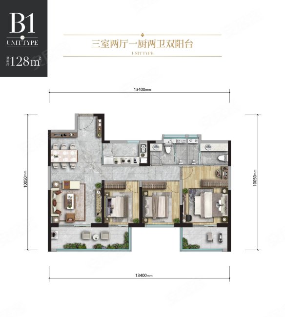 中交泓园3室2厅2卫128㎡南北159万