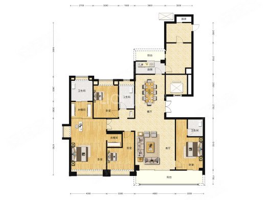 华发外滩首府4室2厅3卫221.66㎡南北840万