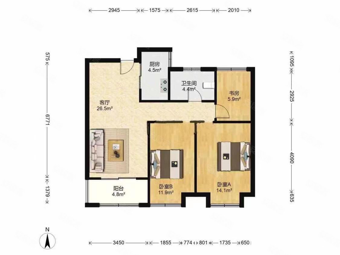新上急售祥源城三房总价抵三开间朝南全天采光视野好