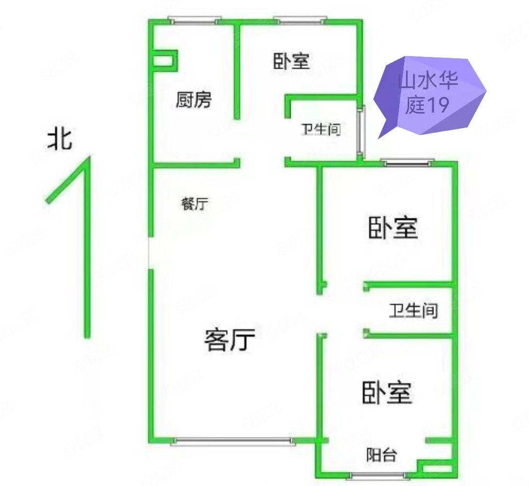 泰和花园(竞秀)3室1厅1卫72㎡南北60万