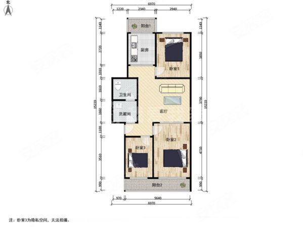 仓上小区(五里仓社区)3室1厅1卫108.03㎡南北239万