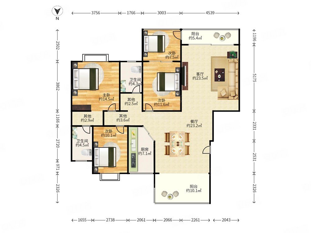 龙城国际 近地铁  大花园4房精装修 可拎包入住