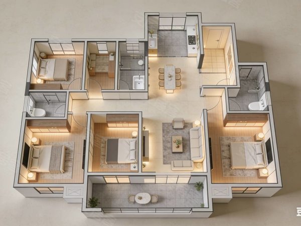 黔南都匀都匀万达广场都匀1号沙坝 都匀1号 电梯复式楼 四房两厅两卫 拎包入住 随时看房出租房源真实图片