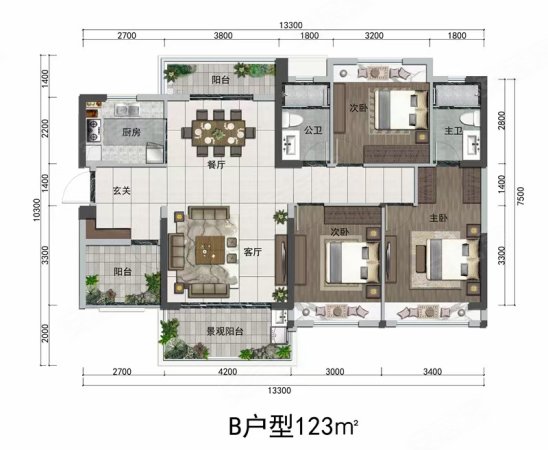 TCL康城四季花园3室2厅2卫123㎡南北120万