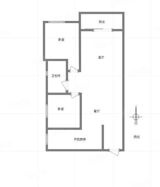 融汇半岛玫瑰公馆2室2厅1卫85.06㎡西北77万