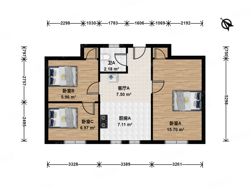 后台小区3室1厅1卫61.5㎡南120万