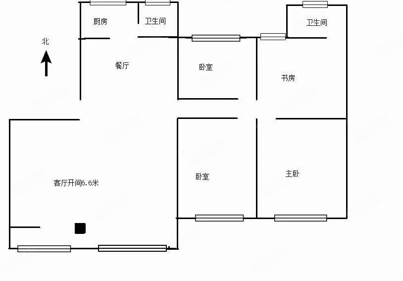 云南省烟草专卖局机关宿舍4室2厅2卫97㎡南北318万