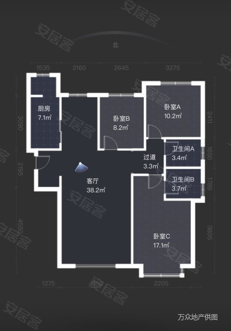 幸福城雅园3室2厅2卫128㎡南北138万