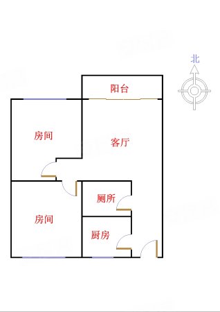 南洲花苑C区2室1厅1卫49㎡南北108万