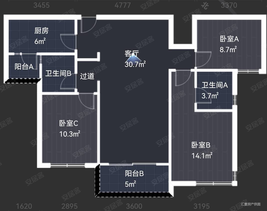 保利熙园精装竖厅套三双卫客厅带阳台