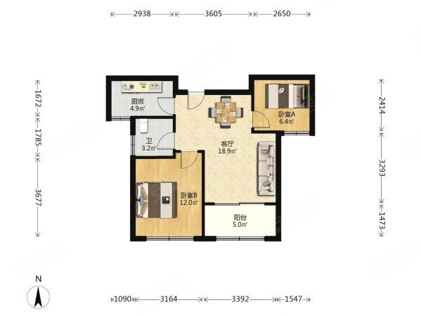 新华公寓祥和苑 带电梯 楼龄新 南北通透 临地铁 中间楼层