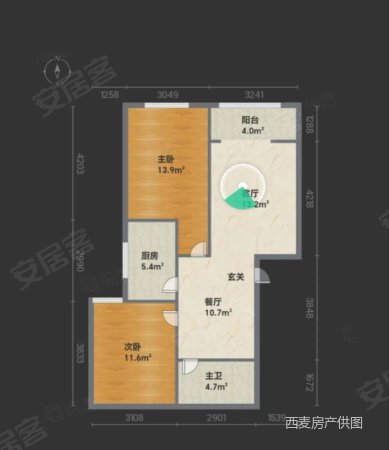 王府花园2室2厅1卫85.6㎡西北82万