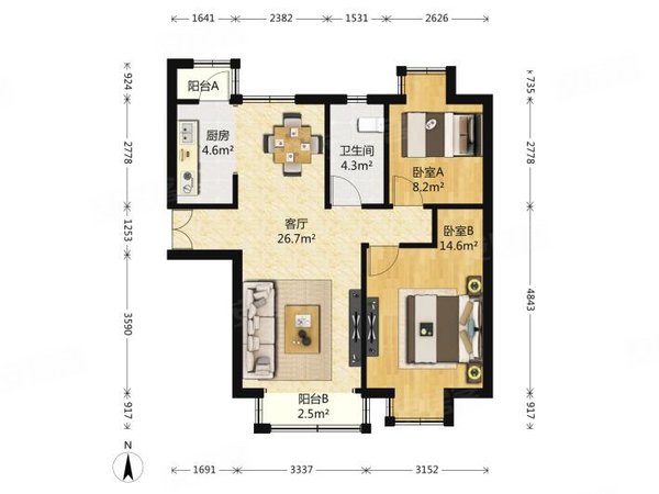 【多图】美仙山二期,城东租房,城东万达旁 两房一厅 精装拎包入住