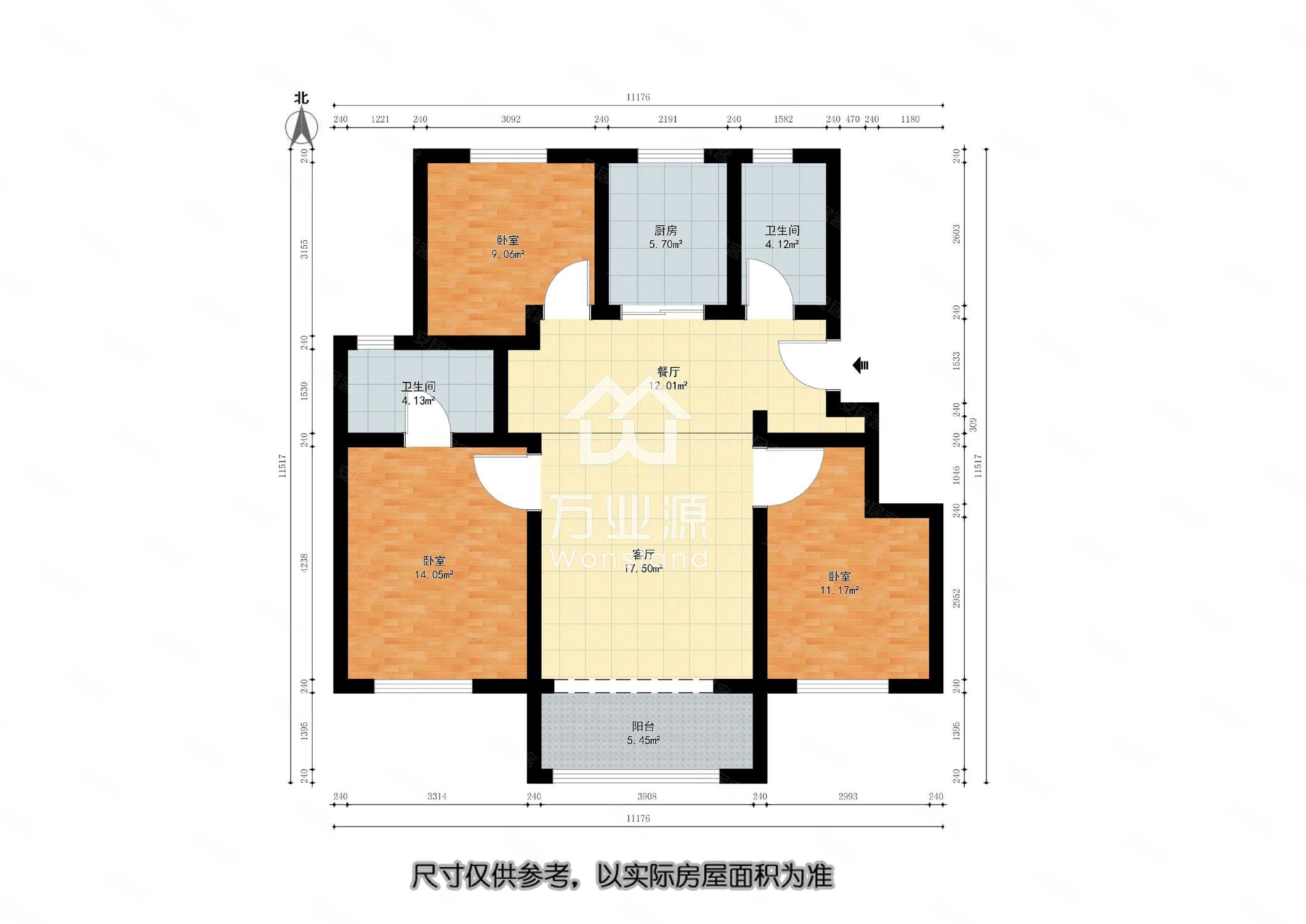 新城金樾府3室2厅2卫110㎡南北198万