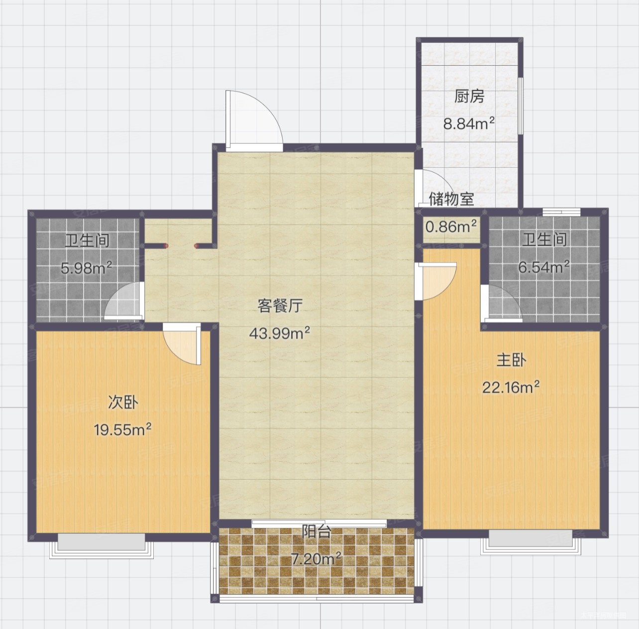 南部阳光翠庭2室2厅2卫114.28㎡南北316万