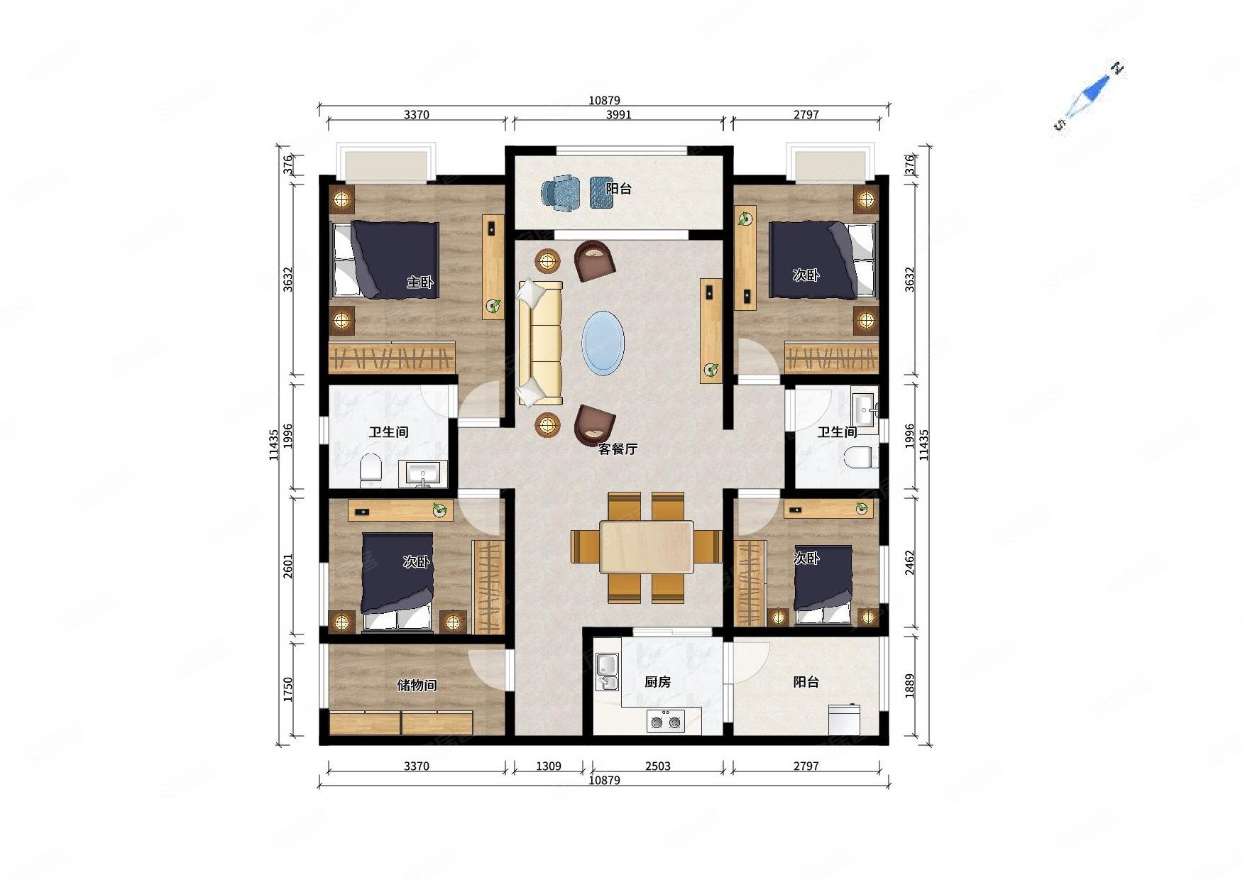 飞机户型套四高绿化商品房南北通透装修好停车方便