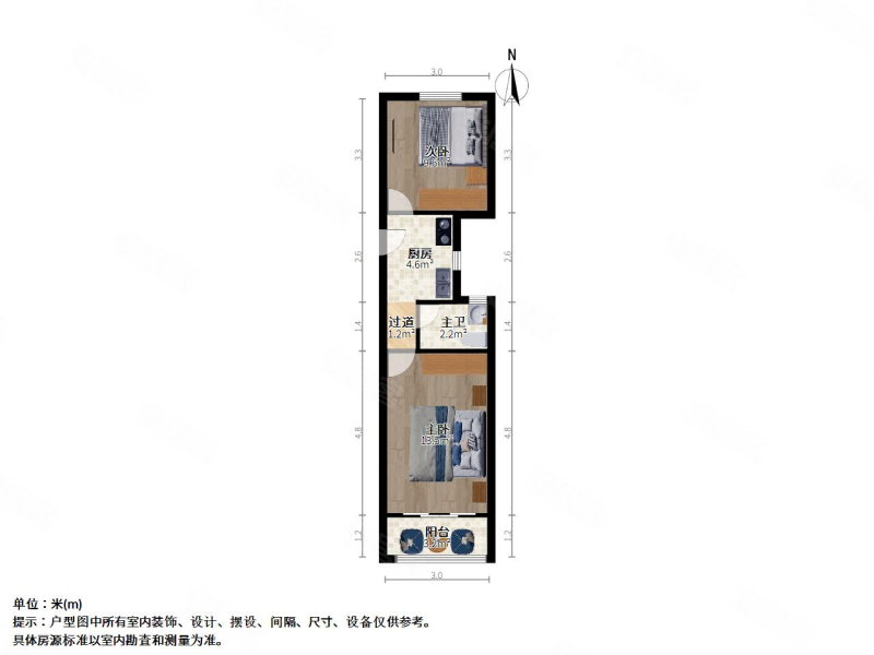 南泉公寓2室1厅1卫47.45㎡南北266万