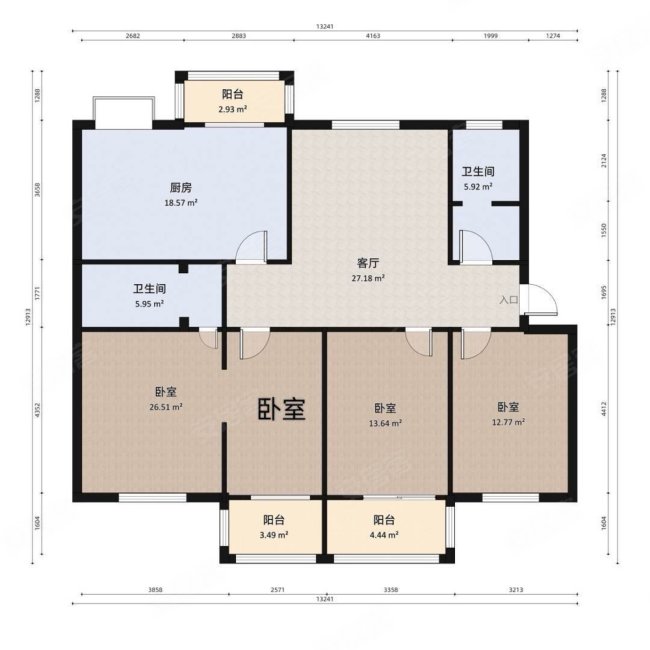 卫生路2号院4室2厅2卫149㎡南北129万