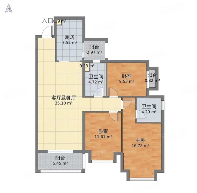 康泰苑康怡阁3室2厅2卫125㎡南北105万