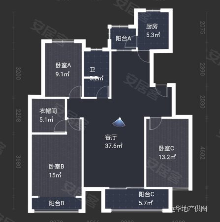 开元花半里3室2厅2卫128.9㎡南北165万