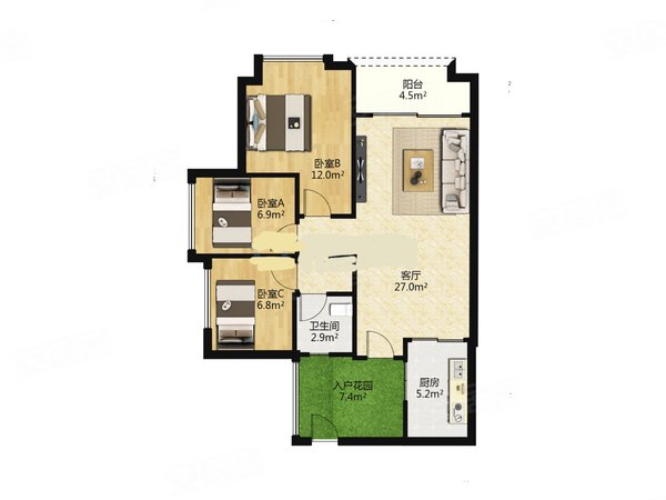 广州黄埔永和开发区实地常春藤(五期)全新房 未住过 3室2厅1卫 豪华