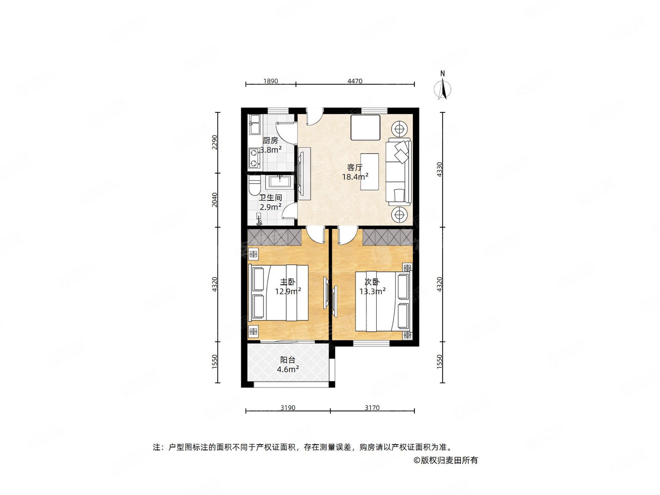 水涧新村(1-7座)2室1厅1卫65.73㎡南北138万